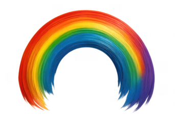 Vibrant Rainbow Brushstroke on Transparent Background