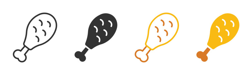 chicken leg icon, chicken fried drumstick, food symbol,  vector illustration. 