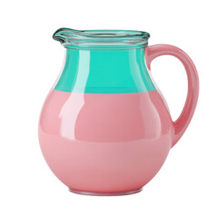 A pink and green pitcher with a pink liquid in it