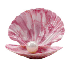 A pink shell with a pearl inside