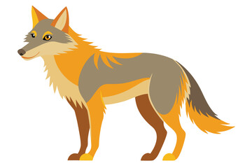 Illustration of a Majestic Jackal Standing Proudly, Showcasing its Striking Orange and Gray Fur with a Keen and Intelligent Gaze