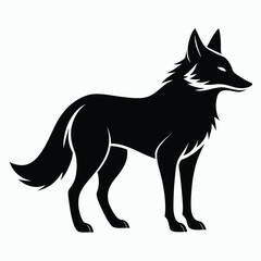 Stylized Black Silhouette of a Standing Coyote Striking a Proud Pose A Modern Artistic Interpretation of Wildlife