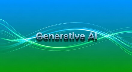 Dynamic generative AI graphic with vibrant blue and green gradient background design