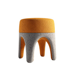 A yellow and white stool with a grey base