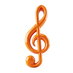 A musical note is orange and has a stem