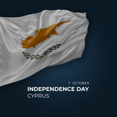 Cyprus independence day greetings card with flag