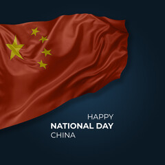 China National day greetings card with flag