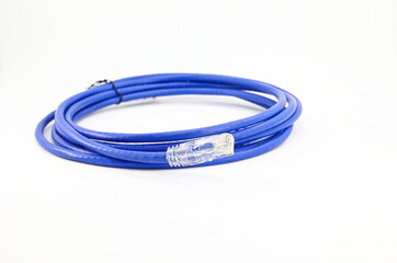 UTP, Ethernet cables with rj45 cat6 isolate on white background.