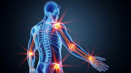 Human Anatomy with Painful Joints and Bones