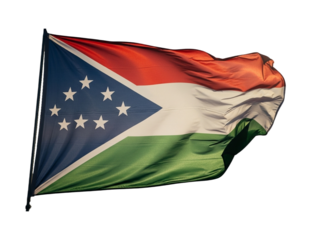 Waving flag of the araucana isolated on transparent background, a region in chile