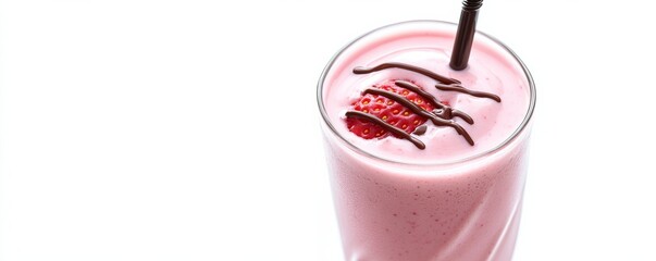 Strawberry Smoothie with Chocolate Drizzle Refreshing and Sweet, smoothie , drink