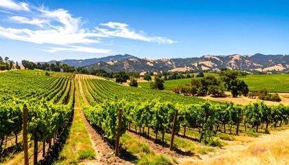 Fototapeta premium Vineyard landscape under a clear sky