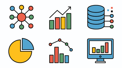 Obraz premium Scalable vector data analysis icons set infographic elements for business growth and technology white background