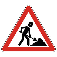 Road work ahead warning sign vector illustration scalable construction icon white background