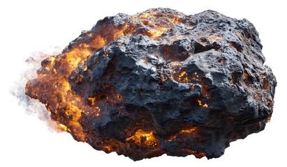 Isolated burning asteroid meteor hurtling through space stock photo image