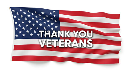 American flag with thank you veterans message
