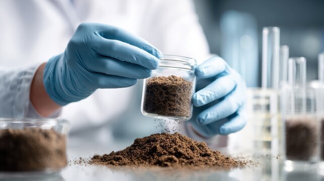 scientist working with soil in laboratory no logos no brands ar 169 - Powered by Adobe