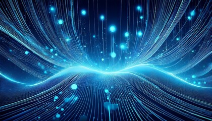 Obraz premium blue abstract network connection and data flow
