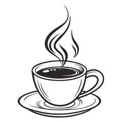 cup of coffee  black and white vector 