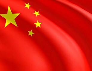 Waving Chinese flag, red background, yellow stars