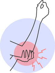 Minimalist Illustration of Arm With Pain in the Vector -style elbow