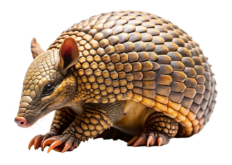 Armored animal scaled creature isolated on a transparent background
