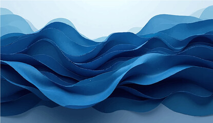 Abstract blue background with wavy ocean waves and flowing design