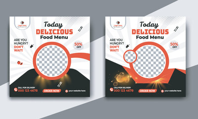 Delicious food banner design for social media promotions and advertisements