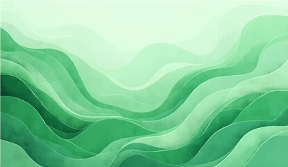 Abstract green and blue background with flowing waves and decorative design elements