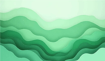 Abstract green and blue background with flowing waves and decorative design elements