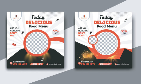 Delicious food banner design for social media promotions and advertisements
