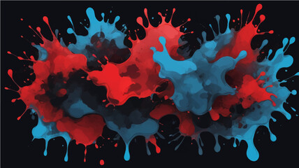 Red paint and ink splashes abstract background design with love and artistic texture