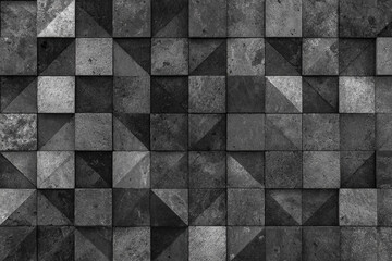 Monochromatic square and triangle stone tile wall design