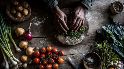 fresh vegetables on a wooden table