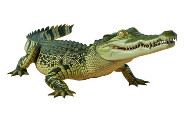 Obraz premium A detailed 3D render of a green crocodile, isolated on a transparent background. background removed