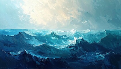 Fototapeta premium Dramatic Ocean Waves Under a Moody Sky.