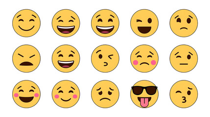 Fototapeta premium Emoji faces set of varied emotions