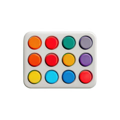 A white box with a dozen different colored paint balls