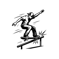 Skateboarder grinding on a rail with motion sparks