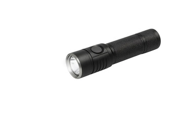 Led flashlight emitting light isolated on transparent background