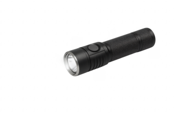 Led flashlight emitting light isolated on transparent background