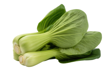Fresh Bok Choy, a vibrant green leafy vegetable, isolated on a transparent background. background removed
