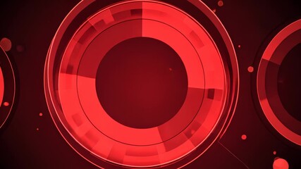 Dynamic rotating red circles with vibrant digital effects and motion light patterns