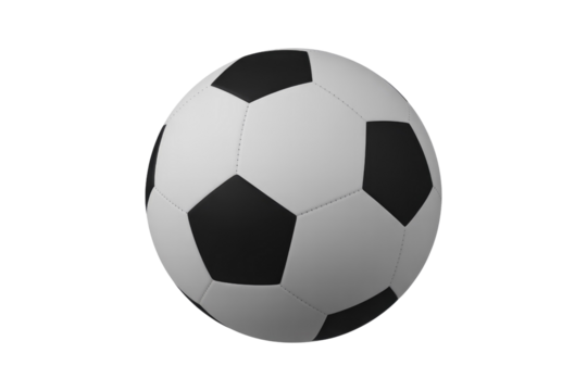 A classic black and white soccer ball, isolated on a transparent background. background removed