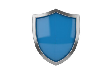 A blue shield with a silver border, symbolizing protection and security. background removed