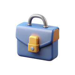 3d briefcase icon metallic lock transparent background