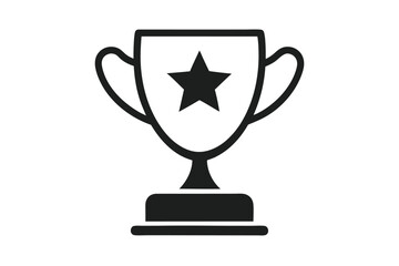 Single line illustration of a trophy cup with star for winning purposes