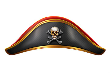 Pirate hat skull crossbones emblem isolated on a transparent background