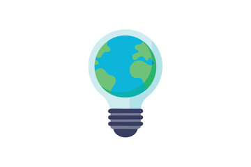 A lightbulb filled with a green and blue world, representing ecology