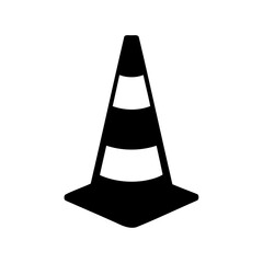 Silhouette of a traffic cone, a safety sign on a white background